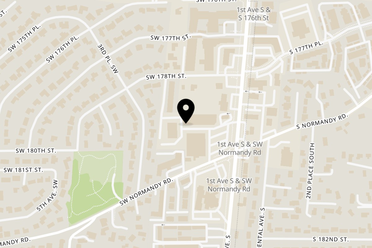 Map showing the location of Krungthep Thai and Pho on 17851 1st Avenue South in Normandy Park